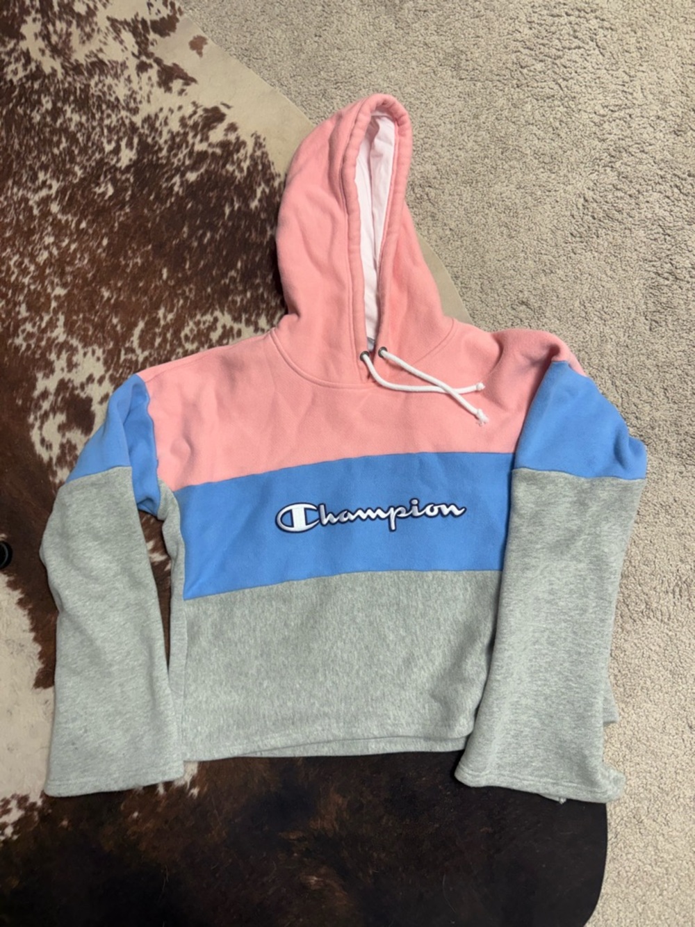 Champion Pink & White Reverse Weave Hoodie